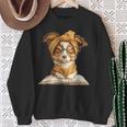 Puppy Open Book Reading Dog Lover Graphic Portrait Round Sweatshirt Gifts for Old Women Puppy Open Book Reading Dog Lover Graphic Portrait Round Sweatshirt Gifts for Old Women