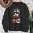 Racoon Reading Book Graphic Racoon With Book Floral Sweatshirt Gifts for Old Women Racoon Reading Book Graphic Racoon With Book Floral Sweatshirt Gifts for Old Women