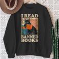 I Read Banned Books Cat Reader Bookworm Sweatshirt Gifts for Old Women