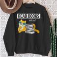Read Books With Me Cat Lover Book Lover Librarian Reading Sweatshirt Gifts for Old Women