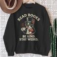Read Books Be Kind Stay Weird Dog Boston Terrier Reading Sweatshirt Gifts for Old Women
