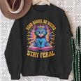 Read Books Be Weird Stay Feral Cat Groovy Sweatshirt Gifts for Old Women