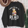 Would You Like To Read With Me Hamster Book Sweatshirt Gifts for Old Women