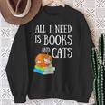 Reader All I Need Is Books And Cats Cat Lover Kitten Reading Sweatshirt Gifts for Old Women