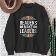 Readers Make Leaders Saying Book Lovers Sweatshirt Gifts for Old Women