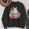 Reading Books Booklover Hamster And Watercolor Books Sweatshirt Gifts for Old Women