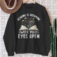 Reading Is Dreaming With Your Eyes Open Floral Book Reading Sweatshirt Gifts for Old Women