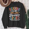 Reading Is My Favorite Sport Book Lover Quote Groovy Sweatshirt Gifts for Old Women