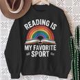 Reading Is My Favorite Sport Book Lover Saying Rainbow Sweatshirt Gifts for Old Women