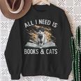 Reading All I Need Is Books & Cats Sweatshirt Gifts for Old Women