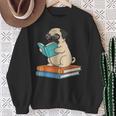 Reading Pug Bookworm Cute Pug With Glasses Books Sweatshirt Gifts for Old Women