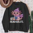 Readsolotl Cute Pink Kawaii Axolotl Reading Book Lover Sweatshirt Gifts for Old Women