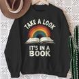 Retro Rainbow Take A Look It's In A Book Reading Sweatshirt Gifts for Old Women