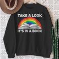 Retros Vintage Rainbow Take a Look It's In a Book Reading Sweatshirt Gifts for Old Women