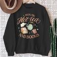 I Run ON HOT Tea & Books Reader Reading Meme Sweatshirt Gifts for Old Women