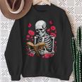 Skeleton Reading Book Lover Floral Flowers Bookish Bookworm Sweatshirt Gifts for Old Women