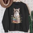 Snowshoe Cat Bookworm Flowers Book Reading Books Sweatshirt Gifts for Old Women