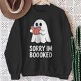 Sorry Im Boooked Reading Ghost Book Meme Sweatshirt Gifts for Old Women