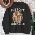 Support Public Libraries Floral Bookshelf Sweatshirt Gifts for Old Women