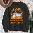 I Am Thankful For Books Cats And Coffee Thanksgiving Sweatshirt Gifts for Old Women