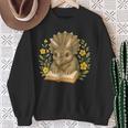 Triceratops Dinosaur Reading Book Flowers Floral Sweatshirt Gifts for Old Women