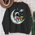 UFO Alien Astronaut Reading Book In Space Sweatshirt Gifts for Old Women