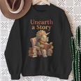 Unearth a Story Triceratops Dinosaur Reading Books Dino Sweatshirt Gifts for Old Women