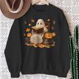 Vintage Ghost Reading Book Pumpkin Halloween Books Lover Sweatshirt Gifts for Old Women