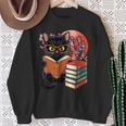 Vintage Japanese Cat Book Lovers Librarian Dad Teacher Sweatshirt Gifts for Old Women