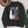 A Whole Llama Learning Going On Book Reading School Llama Sweatshirt Gifts for Old Women