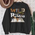 Wild About Reading Animals And Book Lovers Teacher Kids Sweatshirt Gifts for Old Women
