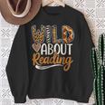 Wild About Reading Book Animal Children's Book Lover Teacher Sweatshirt Gifts for Old Women