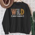 Wild About Reading Book Animal Children's Book Teacher Sweatshirt Gifts for Old Women