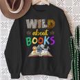 Wild About Reading Books Reader Bookworm Animals Book Lover Sweatshirt Gifts for Old Women