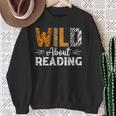 Wild About Reading Books Reader Lover Animals Leopard Zebra Sweatshirt Gifts for Old Women