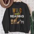 Wild About Reading Books Zoo Animals Love Book Reading Sweatshirt Gifts for Old Women Wild About Reading Books Zoo Animals Love Book Reading Sweatshirt Gifts for Old Women