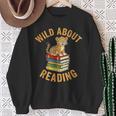 Wild About Reading Cute Leopard Teacher Kids Book Lover Sweatshirt Gifts for Old Women