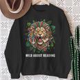Wild About Reading Lion Head Books Lover Teacher Librarian Sweatshirt Gifts for Old Women