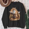 Wise Fox Reading A Book In Glasses Sweatshirt Gifts for Old Women