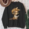 Women's Baby Lizard Small Book Reading Reptile Graphic Portrait Sweatshirt Gifts for Old Women