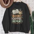 Women's Books Coffee Repeat Book Lover Reader Bookworm Sweatshirt Gifts for Old Women