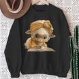 Women's Cute Lamb Reading Book Lover Animal Graphic Baby Sheep Open Sweatshirt Gifts for Old Women Women's Cute Lamb Reading Book Lover Animal Graphic Baby Sheep Open Sweatshirt Gifts for Old Women