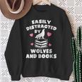 Women's Easily Distracted By Wolves And Books – Book & Wolf Lover Sweatshirt Gifts for Old Women Women's Easily Distracted By Wolves And Books – Book & Wolf Lover Sweatshirt Gifts for Old Women