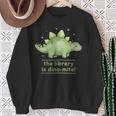 Women's The Library Is Dino-Mite Stegosaurus Reading Kids Book Sweatshirt Gifts for Old Women