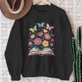 Women's Open Book Flowers Butterflies Blooming Saying Sweatshirt Gifts for Old Women