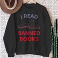 Women's I Read Banned Books Bluegrey-Red Literature Activist Sweatshirt Gifts for Old Women Women's I Read Banned Books Bluegrey-Red Literature Activist Sweatshirt Gifts for Old Women