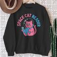 Women's Space CAT Reader Pink Helmet Blue Book Nerd Galaxy Kitty Sweatshirt Gifts for Old Women