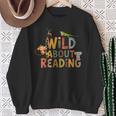 Women's Wild About Reading Book Animal Children's Book Lover Teacher Sweatshirt Gifts for Old Women