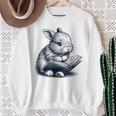 Adorable Reading Bunny Drawing For Book Lovers Philossophers Sweatshirt Gifts for Old Women