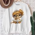 Baby Lizard Open Book Reading Reptile Graphic Portrait Round Premium Tri-Blend Sweatshirt Gifts for Old Women